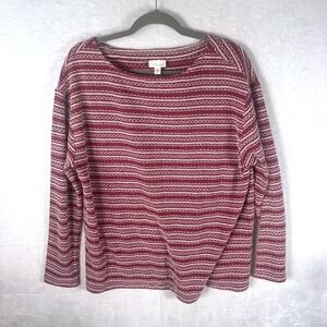 J. Jill Top Fair Isle Geometric Stripe XL Maroon Red Womens